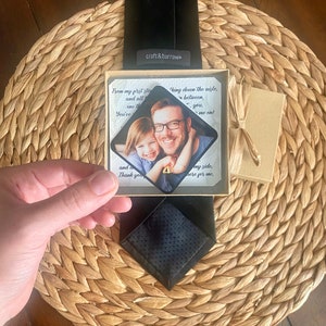 Photo Patch for Dad's Tie Gift for Dad on Wedding Day, Tie Gifts for Father of the Bride, Sentimental Dad Gifts, Unique Picture Gifts image 1