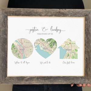 Map Wedding Gift Groom Gift from Bride, Personalized Gift for Husband, Anniversary Gift for Wife, Closing Gift for Wife, Gift for Bride image 1