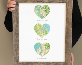 Gift for Groom from Bride, Gift for Bride from Groom, Wedding Day Gift, Gift for Newlyweds, Personalized Map Print, Love Story Print