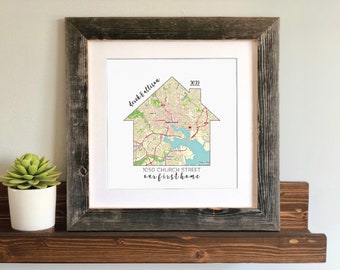 Personalized Housewarming Gifts, Personalized Home Map, First Home Gift for Couple, Home Sweet Home, Our First Home, House Map, New Home