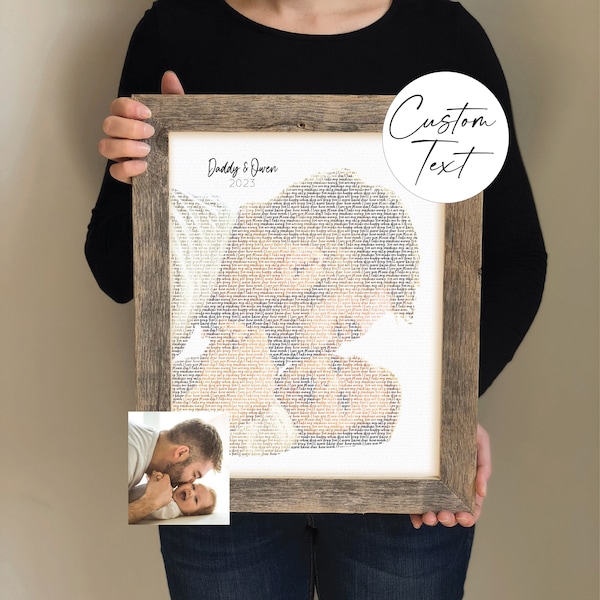 Special Song Lyrics turned into Picture- Father-Daughter Picture Gifts, Fathers Day Gift for Dad from Daughter, Creative Family Portrait