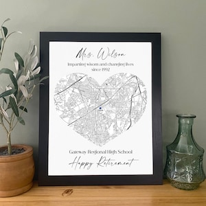 Cadeau de départ à la retraite du directeur d'école - carte encadrée de l'école, cadeau de promotion d'un enseignant, cadeau d'adieu pour enseignant