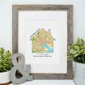 First Home Gift- Housewarming Present, Map of First Home, Moving Gift, Home is where the heart is, latitude longitude coordinates gift
