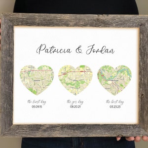 We Met, We Married, We Live, Personalized Map Gift Husband or Wife 1st Anniversary Gift First Anniversary for Newly Weds, Our Love Story image 3