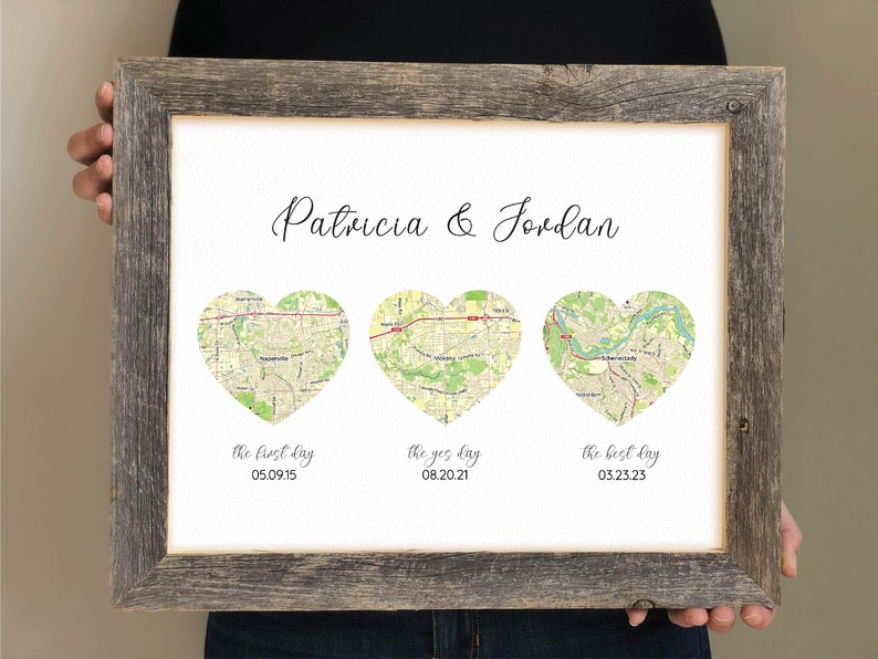 We Met, We Married, We Live, Personalized Map Gift Husband or Wife 1st Anniversary Gift First Anniversary for Newly Weds, Our Love Story image 3