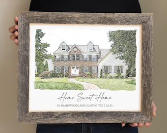Personalized Watercolor Home Portrait Gift- Custom House Painting, Perfect Housewarming gift, Realtor Gift, First Home Gift, Gift From Photo