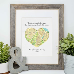 Mother's Day Gift, Gift for Mom, Gift for Her, Personalized Map Print, Long Distance Family Ideas, Framed Heart Map Art, Gift for Grandma image 1