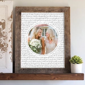 Personalized Mothers Day Gift with Photo and Song Lyrics Wedding Day photo Gift for Mom, Custom Gift for Mom from Daughter, Mom Gifts image 1