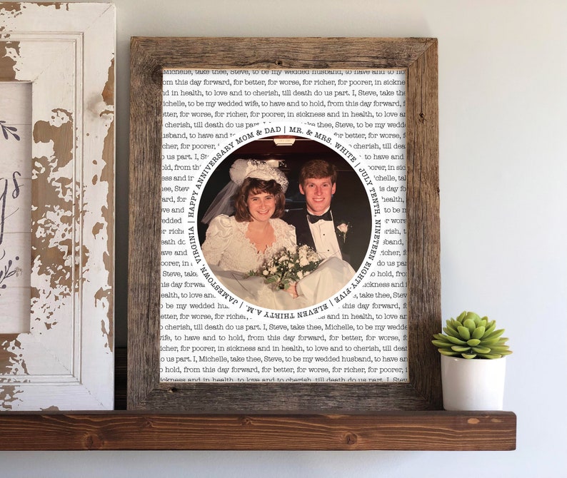 Display Parents Wedding Photo at your wedding Parents Wedding Thank You Gift Frame, Now and Then Frame, Thank You Gift for Parents image 1