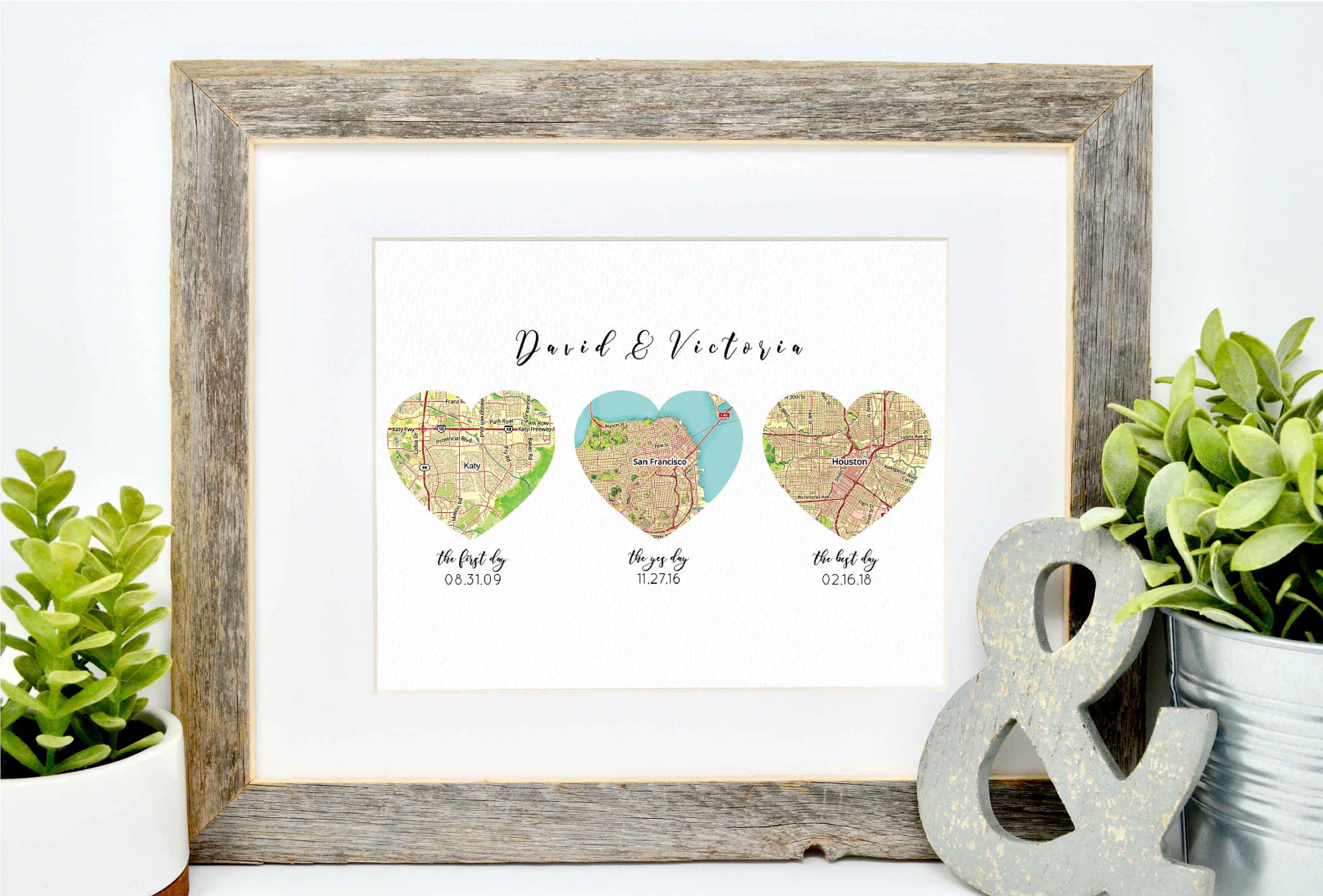 Unique Wedding Gift for Couple, Map Heart Art, Heart Map Print, Newly…