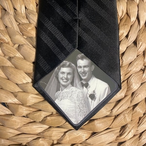 Custom Photo Memorial Wedding Gift for Bride, for Groom, Memorial Wedding Tie Patch from Deceased Parent, Grandparent, Lost Loved One