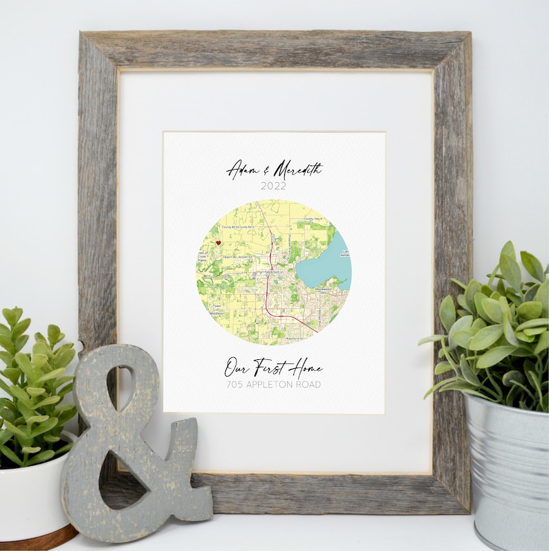 First Home Gift Housewarming Present, Map of First Home, Moving Gift, Home is where the heart is, latitude longitude coordinates gift image 5