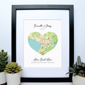 First Home Gift Housewarming Present, Map of First Home, Moving Gift, Home is where the heart is, latitude longitude coordinates gift image 4