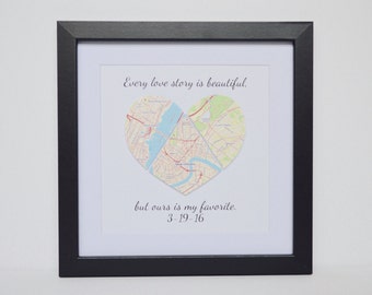 Anniversary Gift for Wife, Gift for Wife, Gift for Husband, Gift for Boyfriend, Gift for girlfriend, Unique Home Decor, Framed Map