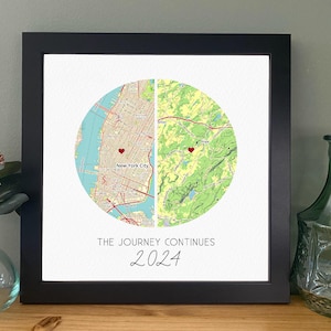 Personalized Graduation Gift- Unique Gift for graduate, The Journey Continues, Custom Map Print, Gift for Niece, Moving Gift, Relocating