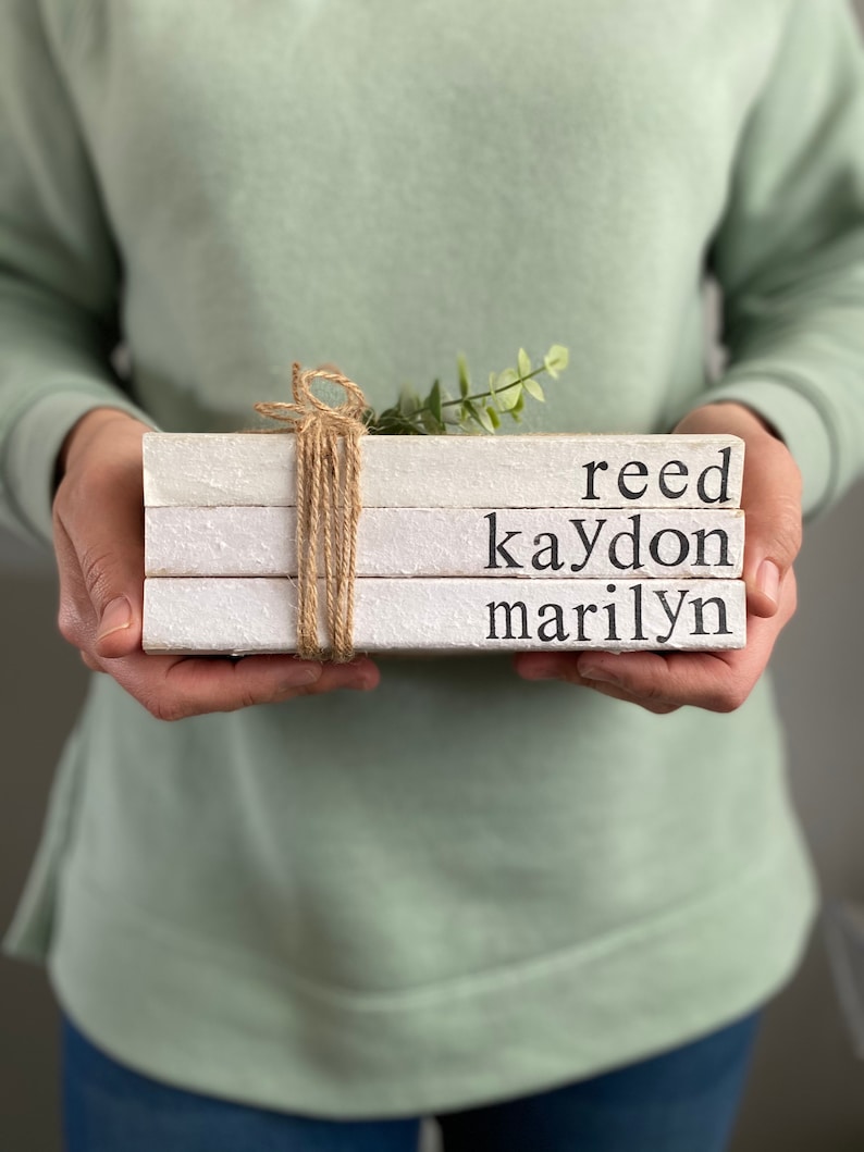 White Books With Names Stamped Book Stack With Names and Etsy