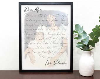 Mother of the Bride Gift from daughter- Framed Thank You Letter, Rehearsal Dinner Gift for Mom, Custom Watercolor Picture with Song Lyrics