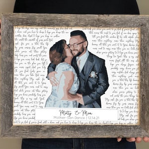 Song Lyric Art Print with Watercolor Picture- Mother of the Groom Thank You Gift- Framed Mother-Son Dance Picture for Mom from Son