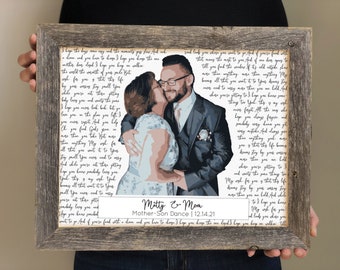 Song Lyric Art Print with Watercolor Picture- Mother of the Groom Thank You Gift- Framed Mother-Son Dance Picture for Mom from Son