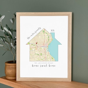Housewarming Gift, Our First Home, House Map, First Home Gift for Couple, Personalized Map Art, Personalized House Warming Gifts, New Home image 8
