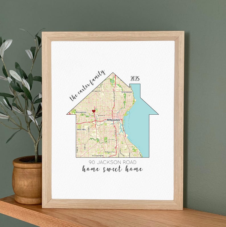 Housewarming Gift, Our First Home, House Map, First Home Gift for Couple, Personalized Map Art, Personalized House Warming Gifts, New Home image 8