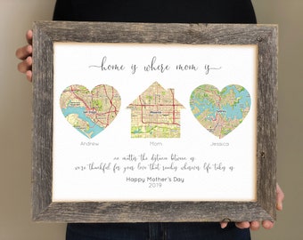 One-of-a-kind Gifts for Mom, Mothers Day Gift, Custom Family Map Print, Gift for Step-Mom, Gift for Mother-in-Law, for mom from kids