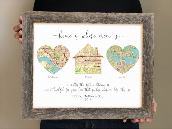 One-of-a-kind Gifts for Mom, Mothers Day Gift, Custom Family Map Print, Gift  for Step-mom, Gift for Mother-in-law, for Mom From Kids 