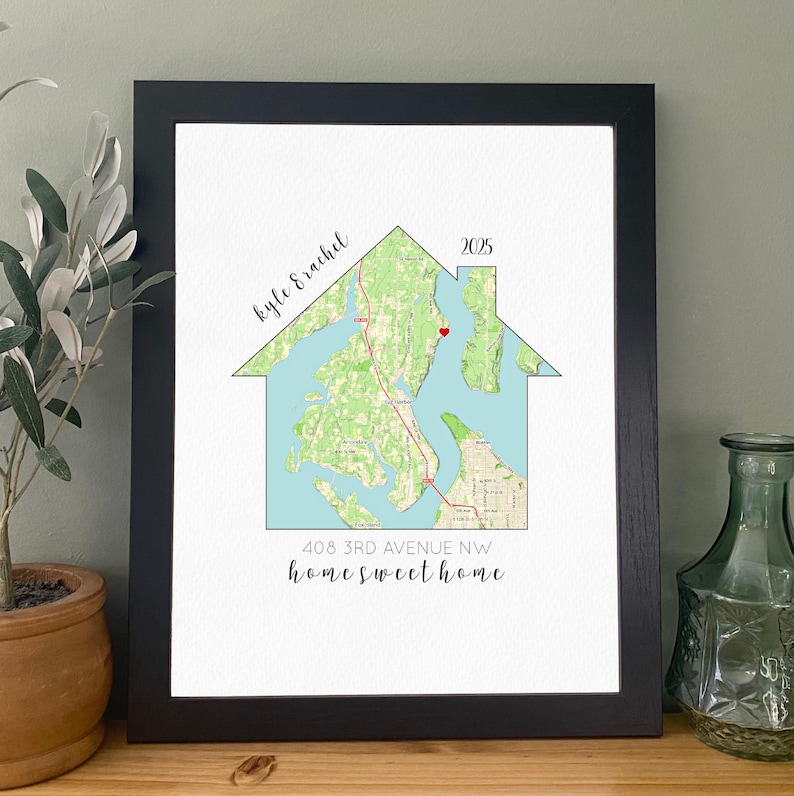 Housewarming Gift, Our First Home, House Map, First Home Gift for Couple, Personalized Map Art, Personalized House Warming Gifts, New Home image 10