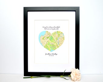 Wedding Gift for Long Distance Couple- Unique Wedding Gift, Gift for Bride, Gift for Groom, Destination Wedding, Bridal Shower Gift, Map