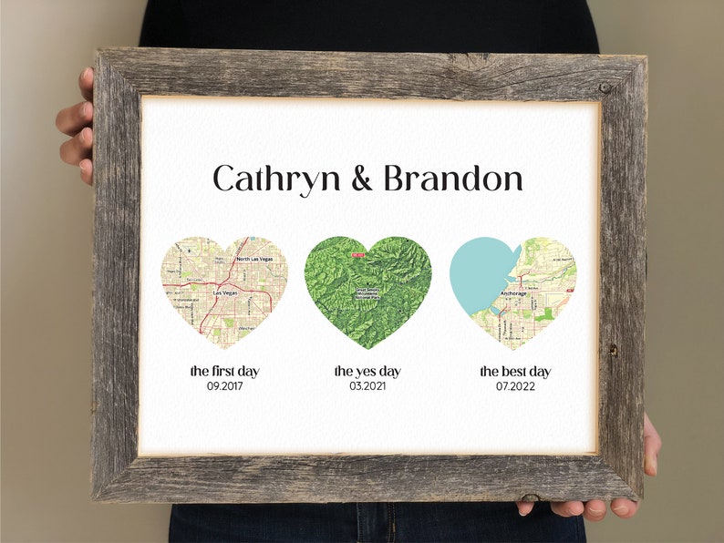 We Met, We Married, We Live, Personalized Map Gift Husband or Wife 1st Anniversary Gift First Anniversary for Newly Weds, Our Love Story image 1