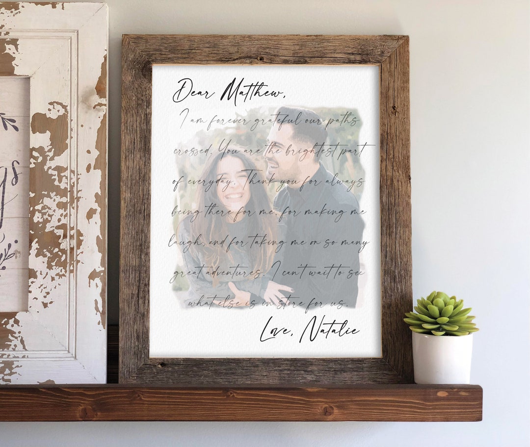 Sentimental Letters Personalized Love Letter Over Watercolor Picture- First Anniversary ...