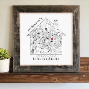 Housewarming Gift, Our First Home, House Map, First Home Gift for Couple, Personalized Map Art, Personalized House Warming Gifts, New Home image 2