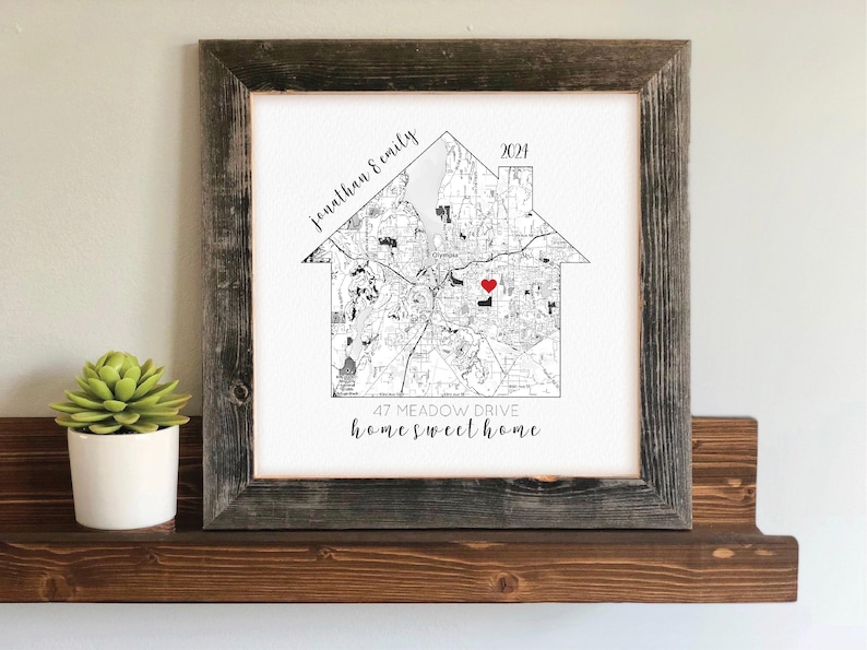 Housewarming Gift, Our First Home, House Map, First Home Gift for Couple, Personalized Map Art, Personalized House Warming Gifts, New Home image 2