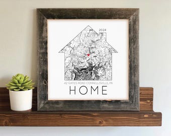 Custom Home Map- First Time Home Buyer, Personalized Housewarming Gift, First Home Gift Map, Our First Home, Our Home Map, Gift from Realtor