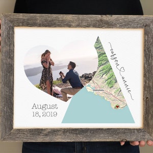 Engagement Gift for Friend, Gift for BFF, Engagement Party Display, Personalized Map Picture Frame, She said Yes, Where it all began, love