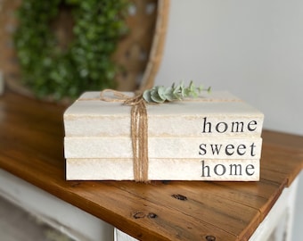Stamped books personalized with your choice of words- custom farmhouse book stack, farmhouse decor, rustic accents, personalized books