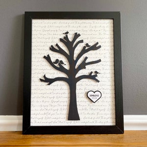 Wedding Gift for Couple Newlywed Gift, Engagement Gift, Tree with Lyrics, Unique Gifts, Valentine Day Gift, Unique Wall Art, Gift for Bride image 3