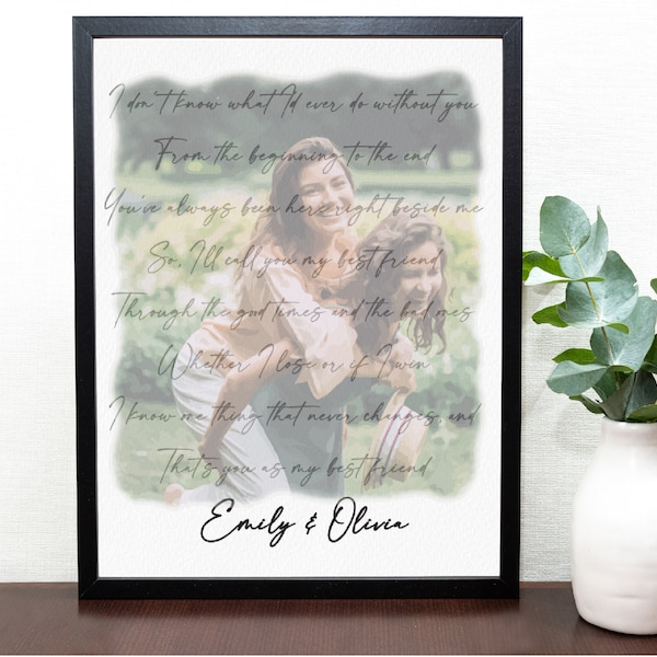 Maid of Honor Gift from Bride- Best Friend Gift Personalized with Song Lyrics, Our Song, Maid of Honor Proposal Frame, Bridesmaid Gift