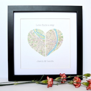 Wedding Gift for Long Distance Couple Bridal Shower Gift, Map Wedding Gift, Gift for Bride, Gift for Groom, International Wedding, Map image 1