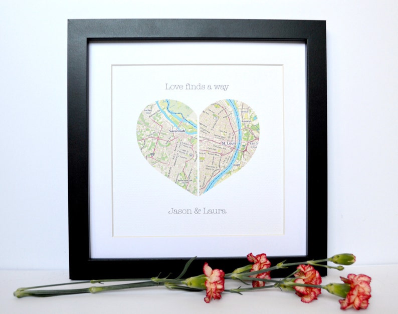 Wedding Gift for Long Distance Couple Bridal Shower Gift, Map Wedding Gift, Gift for Bride, Gift for Groom, International Wedding, Map image 1