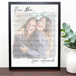 Personalized Thank you Letter for Mom- Mothers Day Gift for Mom From Daughter, Appreciation Gift, Unique and Sentimental Gift for Her