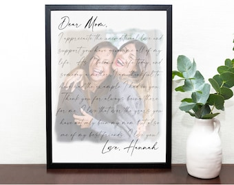 Personalized Gifts for Mom from Daughter- Christmas Gift for Mom, Frame for Mom, Thank you Gift, Framed Letter, Hanukkah Mom Gifts