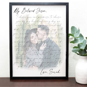 Lettre d'amour personnalisée sur photo - Image encadrée avec lettre, cadeau de Saint-Valentin pour lui, cadeaux spéciaux pour elle, cadeaux d'écriture manuscrite