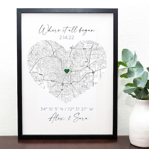 Where We Met Map, Personalized Couples Gift, Custom Map, Boyfriend Gift, First Date Memory Map, Black and White Map, Where It Began image 4