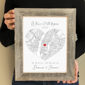 Where We Met Map, Personalized Couples Gift, Custom Map, Boyfriend Gift, First Date Memory Map, Black and White Map, Where It Began image 9