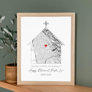 Personalized Pastor Gift with Map of your Church- Pastor Appreciation Gift, Pastor Retirement Gift, Priest Minister or Preacher Gift image 9