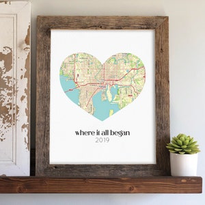 Where it All Began Map Print, Long Distance Relationship, Map Print Anniversary Gift, Gift for Girlfriend, Housewarming Present image 3