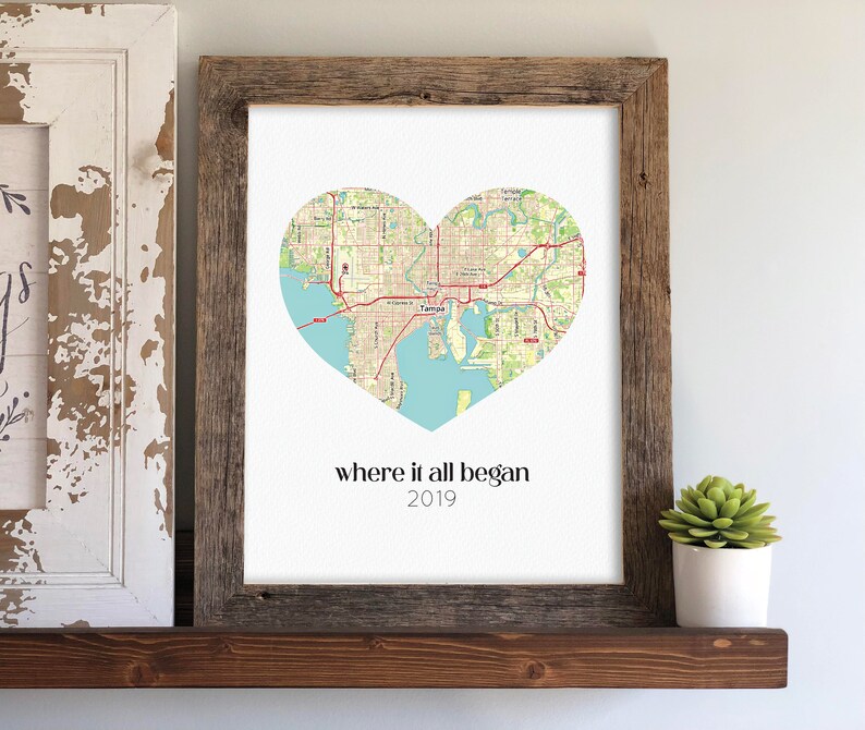 Where it All Began Map Print, Long Distance Relationship, Map Print Anniversary Gift, Gift for Girlfriend, Housewarming Present image 3