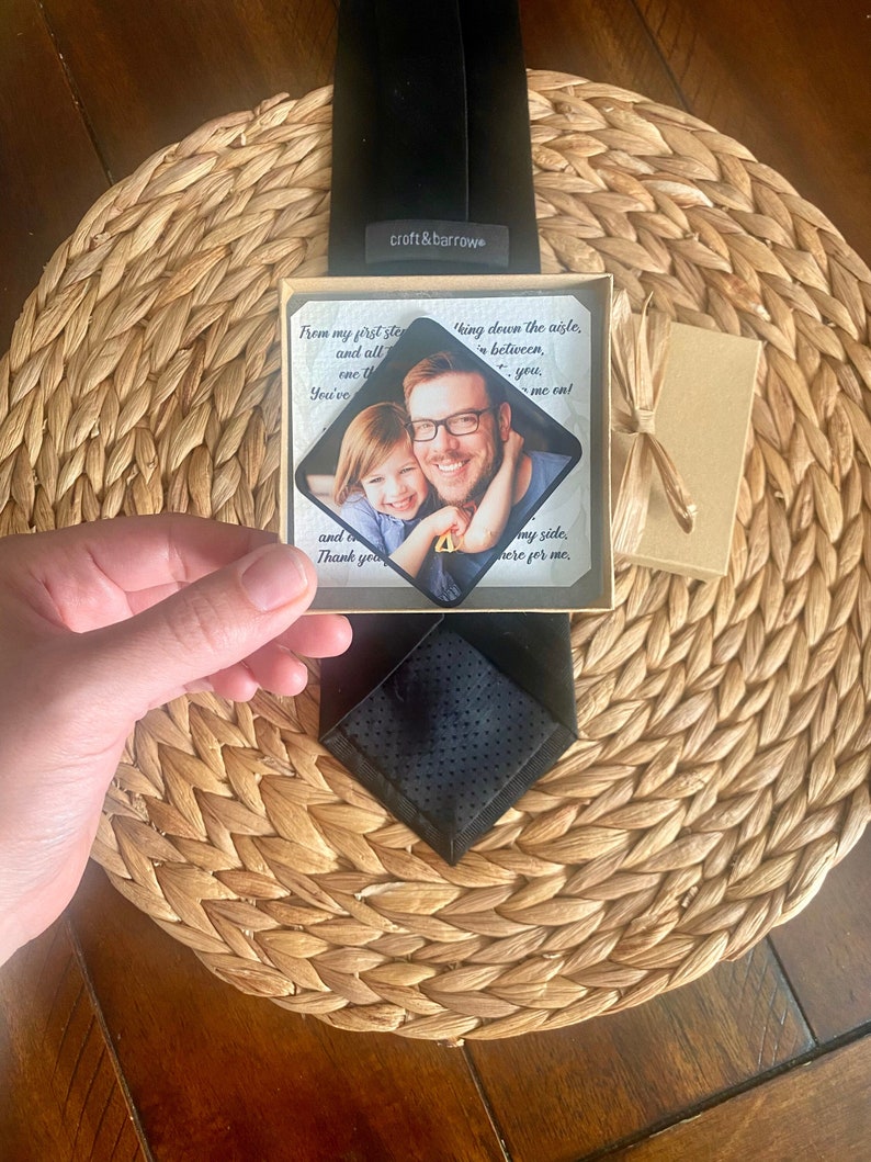 Photo Patch for Dad's Tie Gift for Dad on Wedding Day, Tie Gifts for Father of the Bride, Sentimental Dad Gifts, Unique Picture Gifts image 1