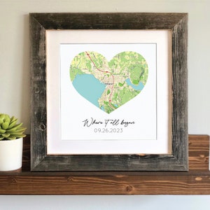 Where it All Began Map Print, Long Distance Relationship, Map Print Anniversary Gift, Gift for Girlfriend, Housewarming Present image 2